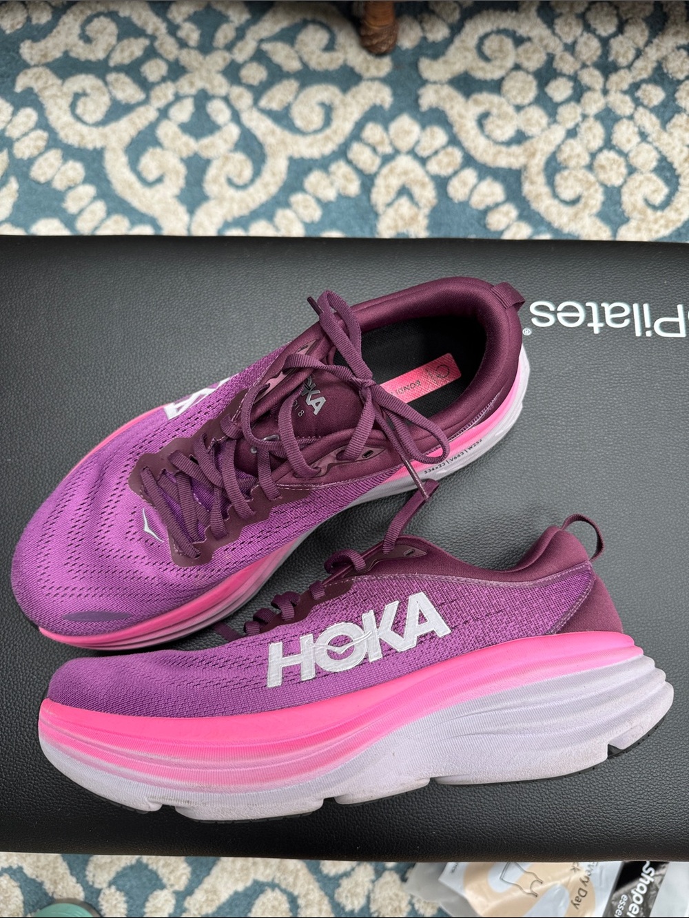 Hoka Bondi 8 Women's Plum and Hot Pink Running Shoes, 11
